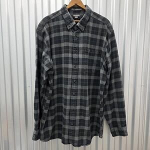 Eddie Bauer Shacket Men's XLT Grey Plaid Button Up Shirt Jacket Flannel Cotton